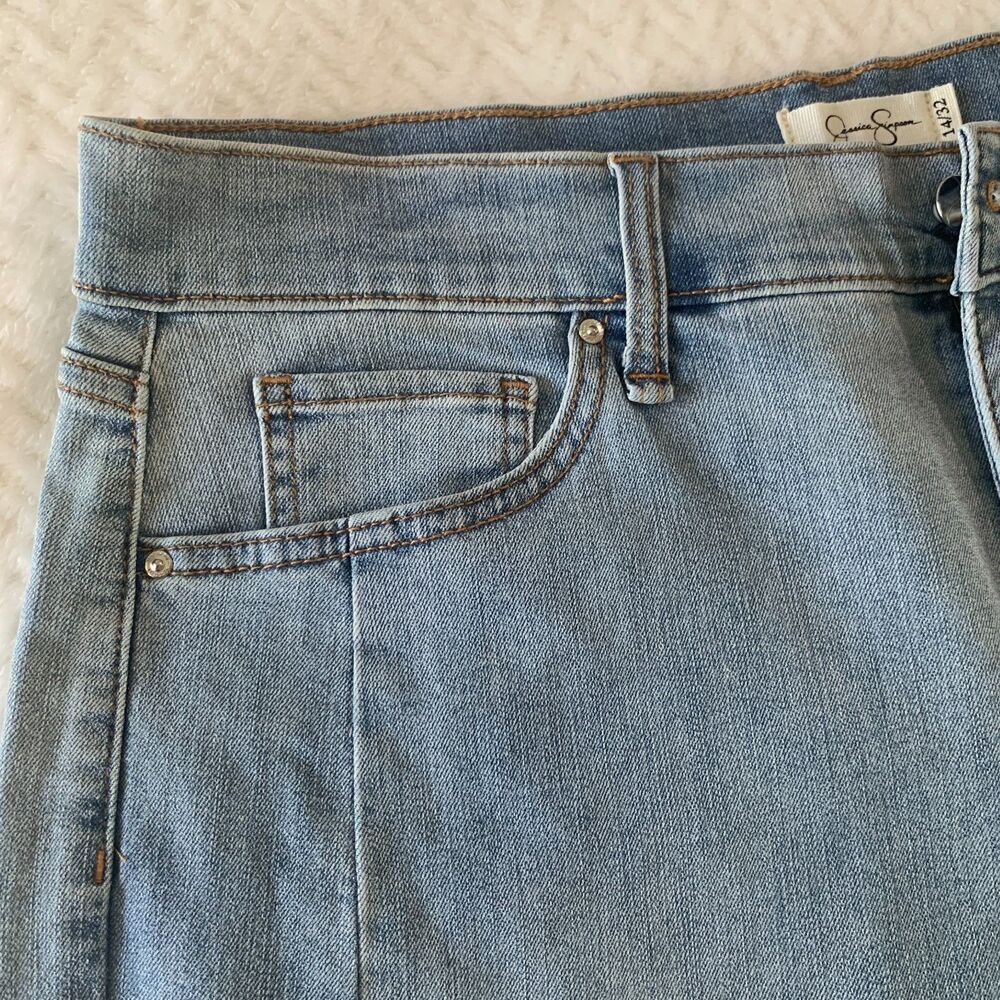 Jessica Simpson Sunshine Barrel Jeans Size 14/32 Light Blue Relaxed Fit Y2K - Picture 6 of 12